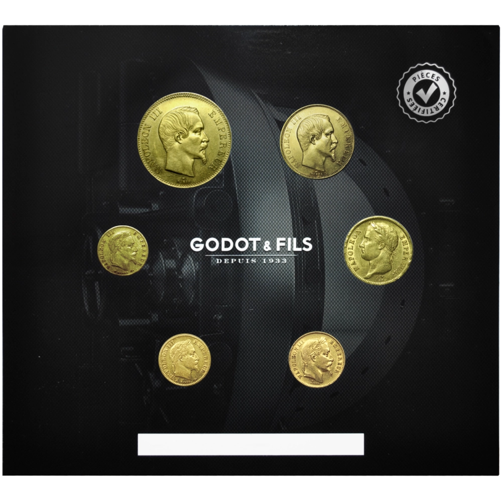 Komplettes Set der Francs Napoleon Gold