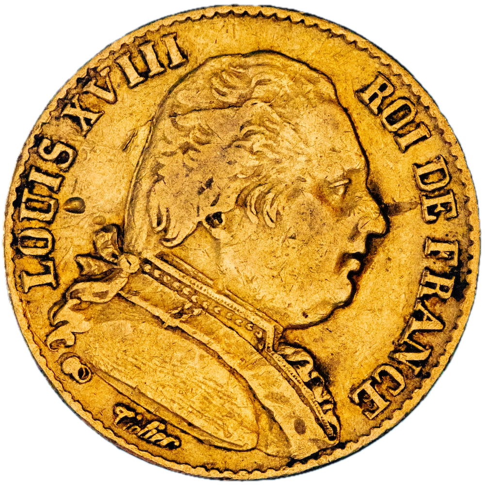Coin : Louis XVIII-20 Francs 1814 Bordeaux