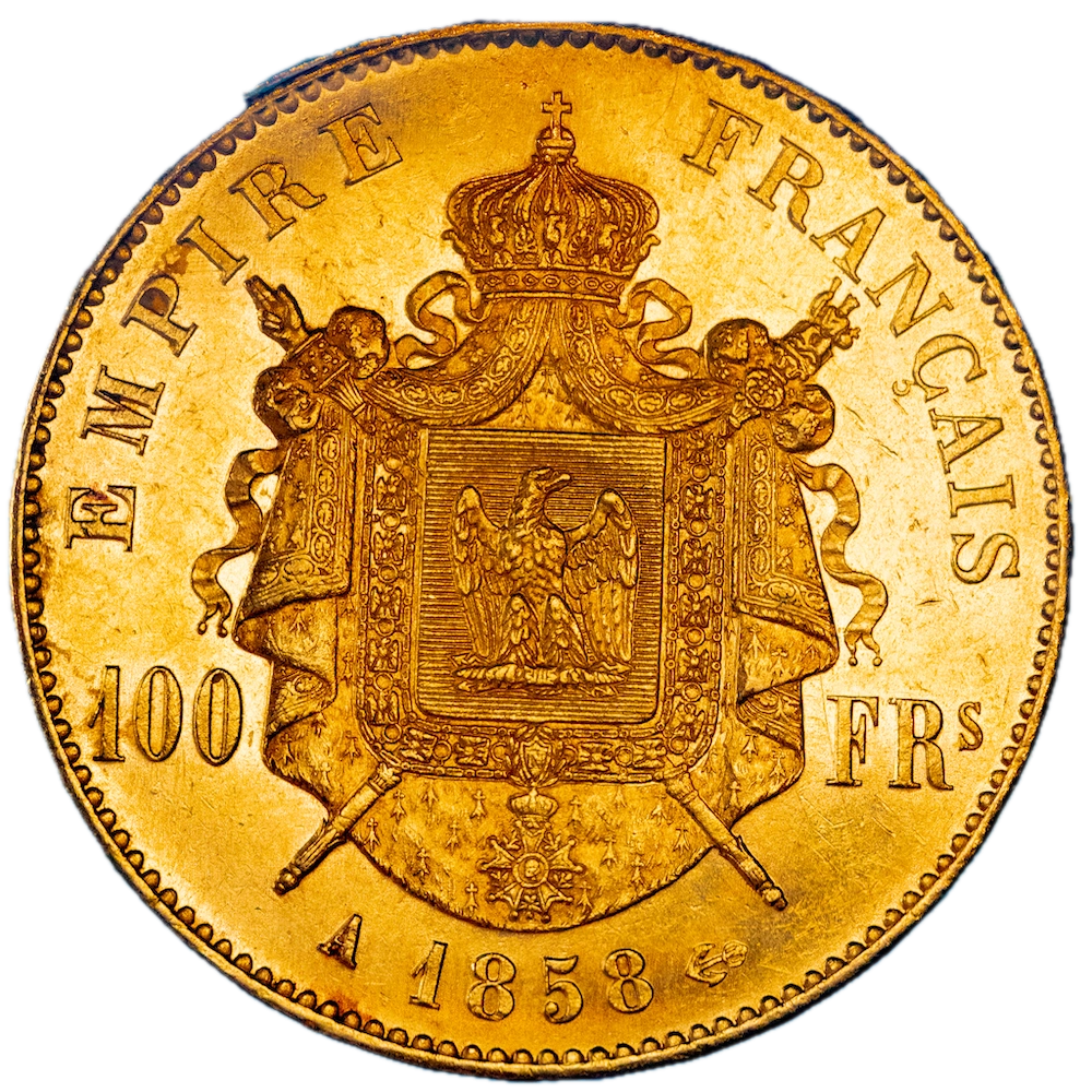 Coin: Second Empire - 100 Francs Napoleon III bare head 1858 Paris
