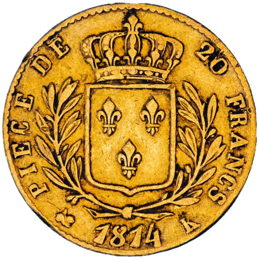 Coin : Louis XVIII-20 Francs 1814 Bordeaux