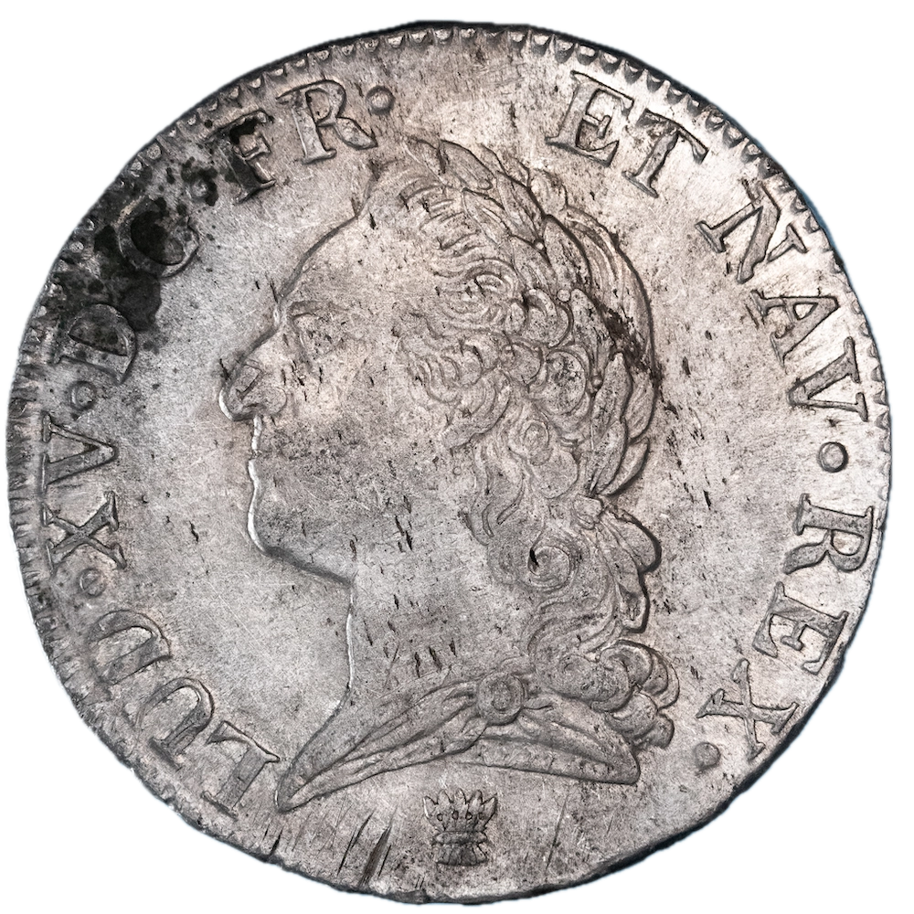 Kingdom of france Ecu Louis the 15th old head 1772 Limoges
