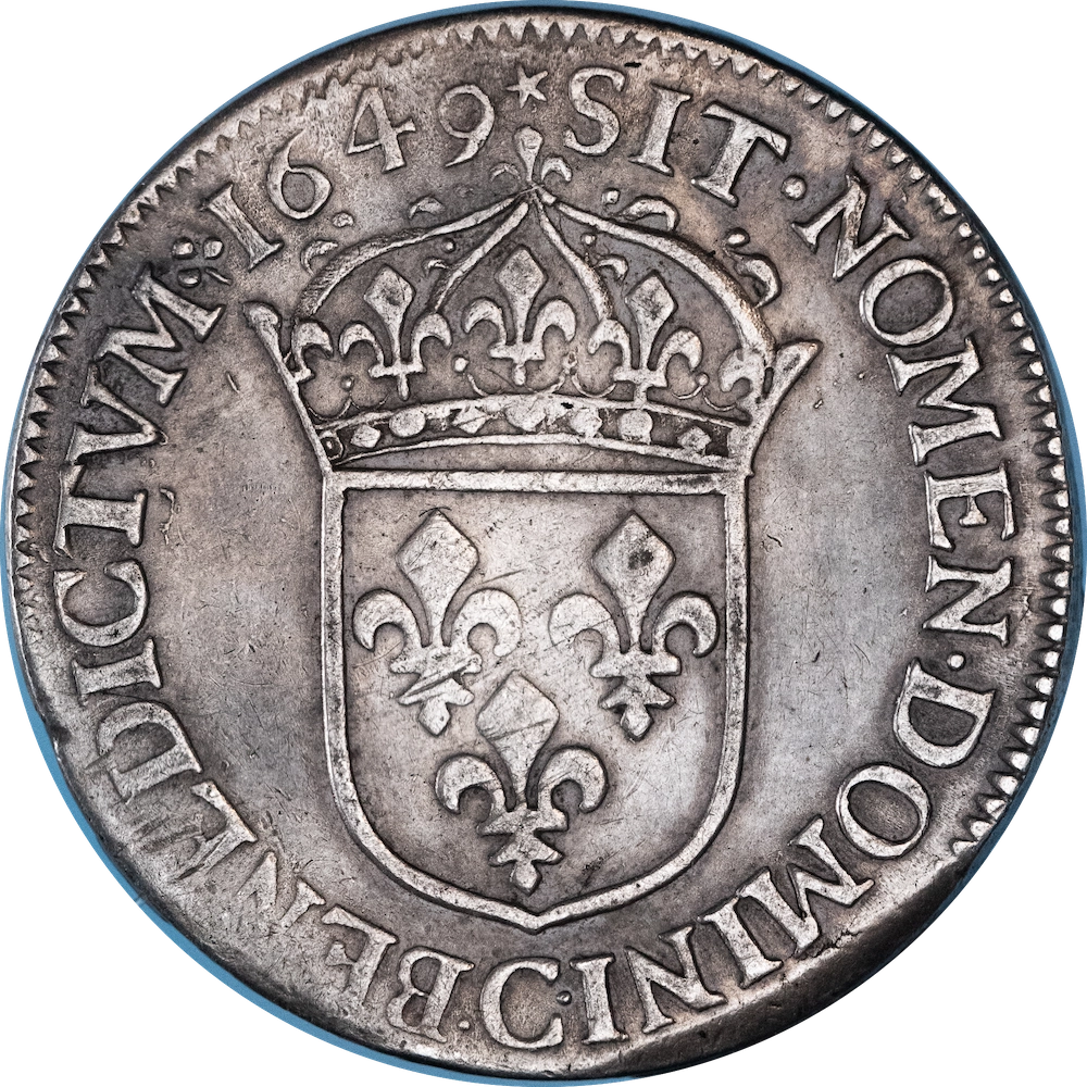 Clone : Münze: Ludwig XIV - Halber Ecu mit langem Docht 1649 Caen