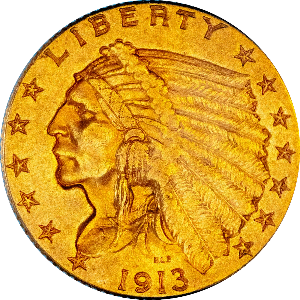 United states 2,5 dollars Indian Head 1913