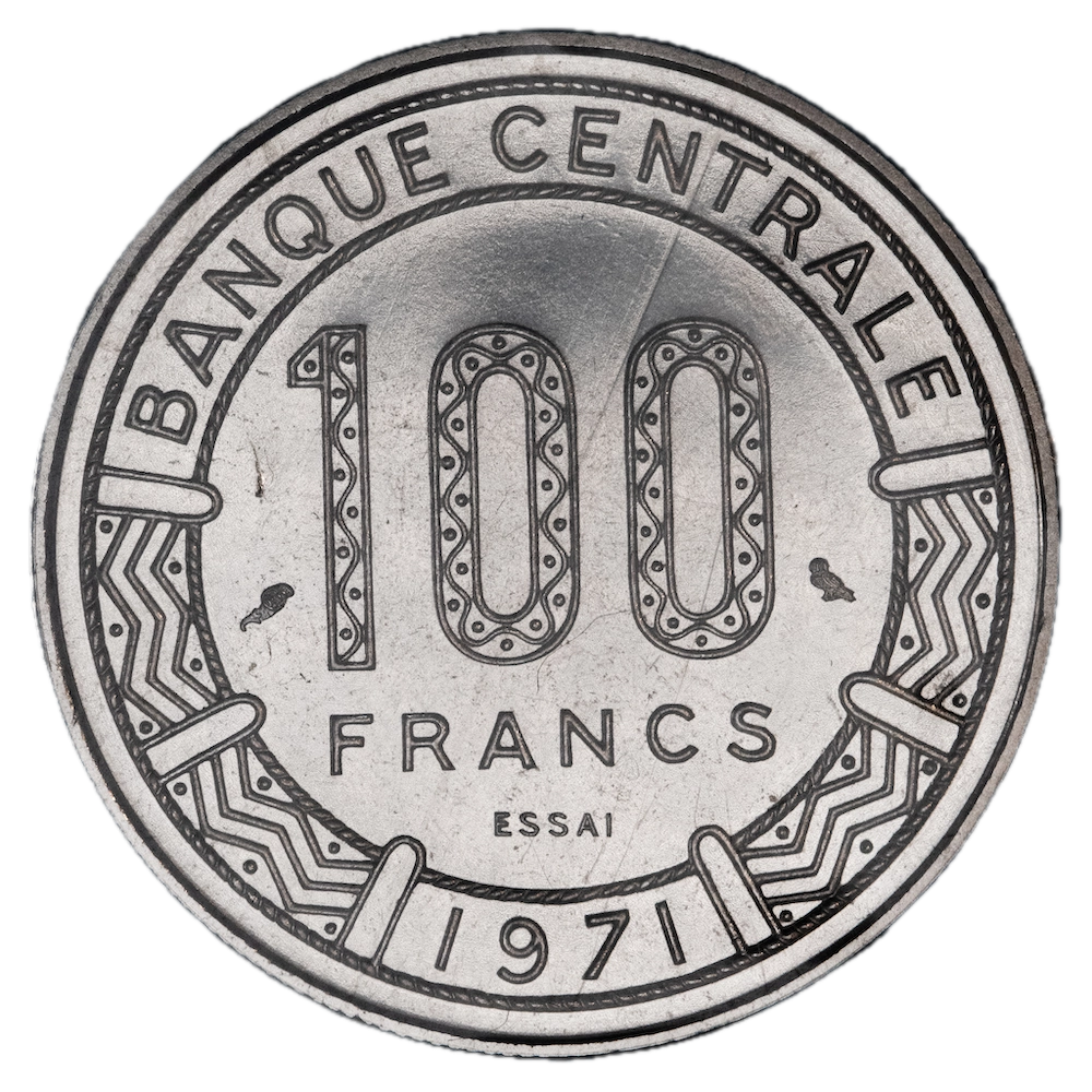 Cameroun Essai 100 francs Antilopes 1971 Paris