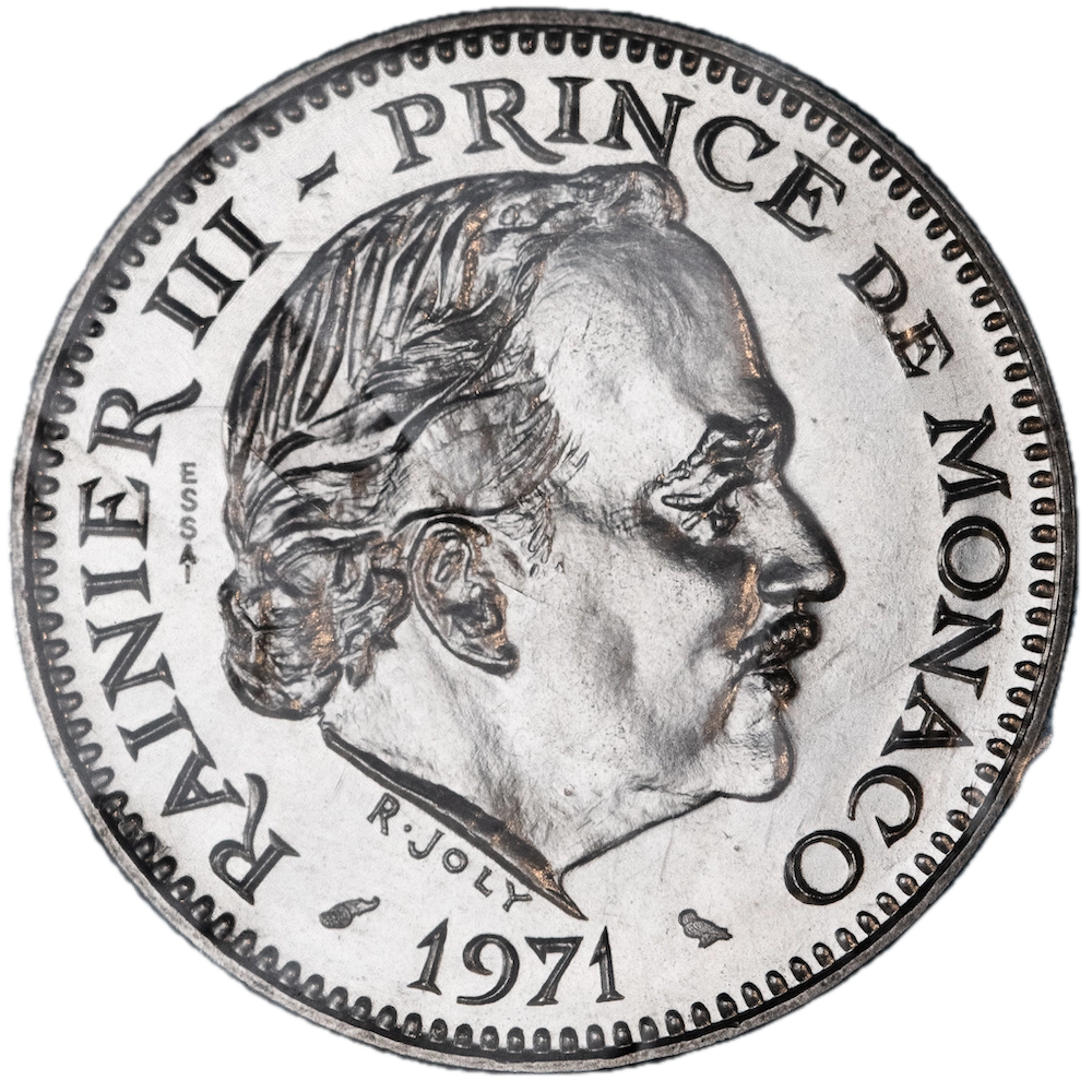 Monaco 5 franc nickel test 1971 Rainier III