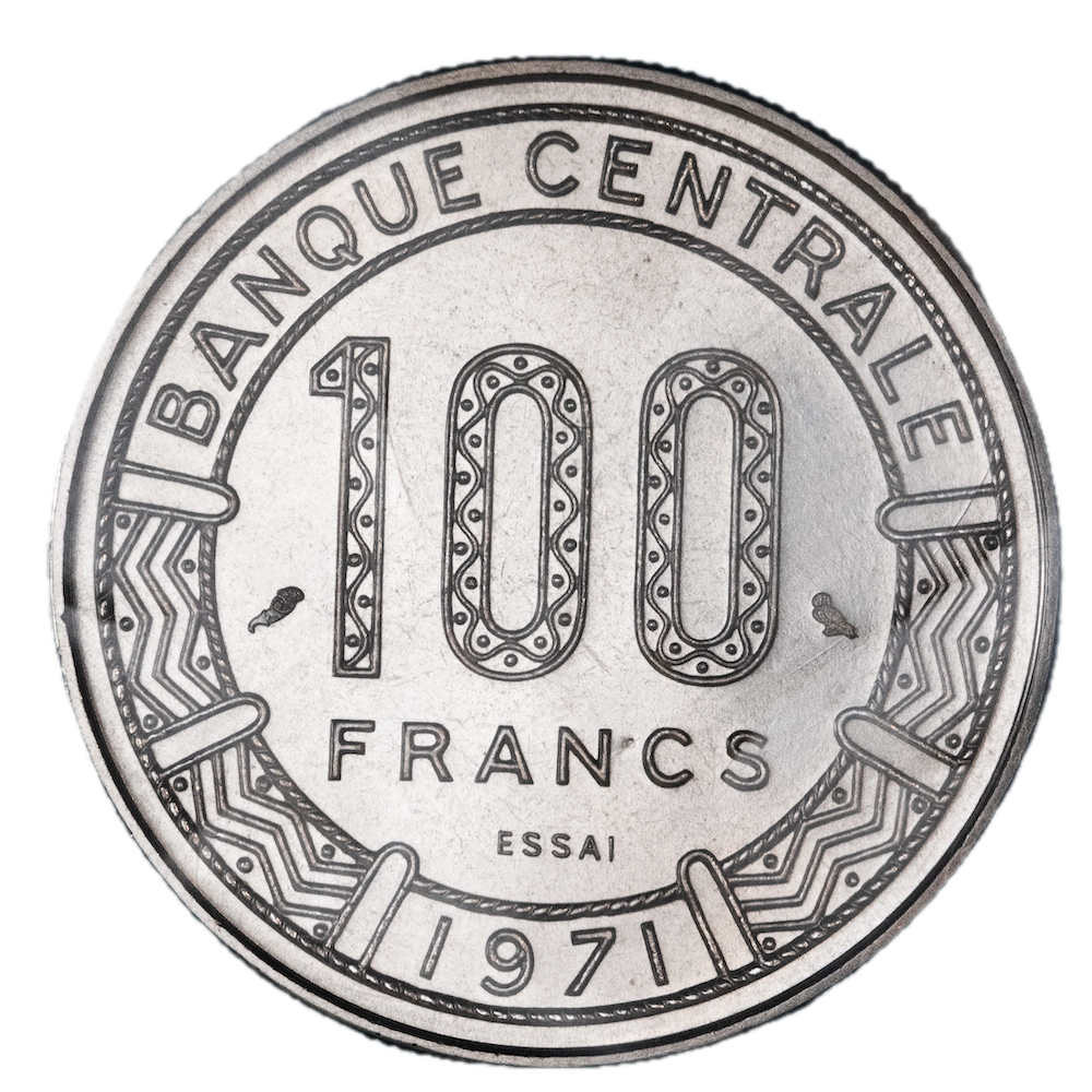 Gabon Essai de 100 francs Antilopes 1971 Paris