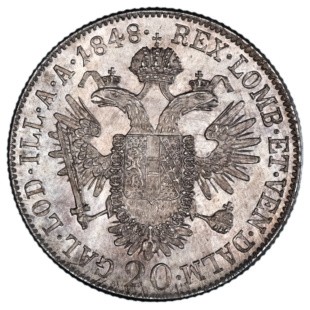 Austrian Empire 20 Kreuzer Ferdinand the First 1848 Vienna